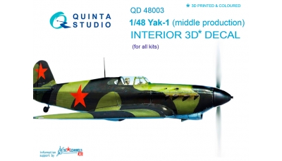 Як-1. 3D декали - QUINTA STUDIO QD48003 1/48