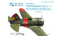 И-16 Тип 10 Поликарпов. 3D декали - QUINTA STUDIO QD48022 1/48
