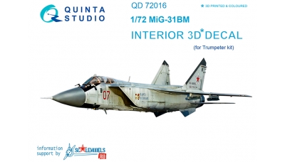 МиГ-31БМ. 3D декали (TRUMPETER) - QUINTA STUDIO QD72016 1/72
