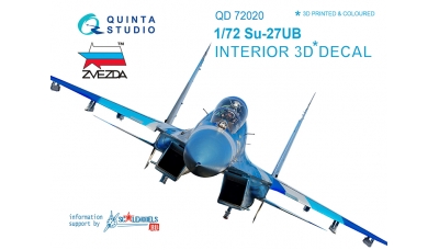 Су-27УБ. 3D декали (ЗВЕЗДА) - QUINTA STUDIO QD72020 1/72