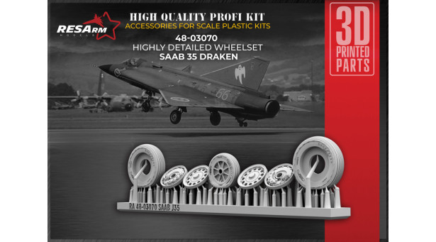 J 35 SAAB, Saab 35, Draken. Колеса шасси - 1/48 RESARM 48-03070