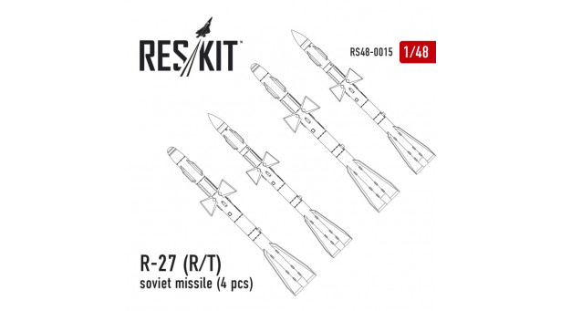 Ракета авиационная Р-27Р/Т (АА-10 Alamo) класса "воздух-воздух" - 1/48 RESKIT RS48-0015 Ракета авиационная Р-27Р/Т (АА-10 Alamo) класса "воздух-воздух" - 1/48 RESKIT RS48-0015