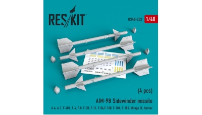 Ракета авиационная AIM-9B Sidewinder класса "воздух-воздух" - RESKIT RS48-0232 1/48
