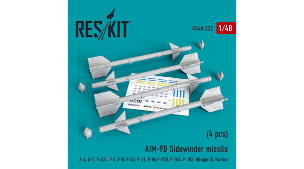 Ракета авиационная AIM-9B Sidewinder класса "воздух-воздух" - 1/48 RESKIT RS48-0232 Ракета авиационная AIM-9B Sidewinder класса "воздух-воздух" - 1/48 RESKIT RS48-0232