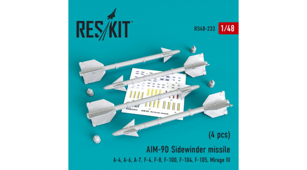 Ракета авиационная AIM-9D Sidewinder класса "воздух-воздух" - 1/48 RESKIT RS48-0233