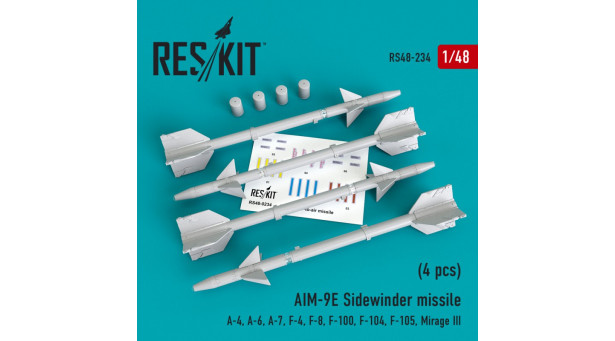 Ракета авиационная AIM-9E Sidewinder класса "воздух-воздух" - 1/48 RESKIT RS48-0234