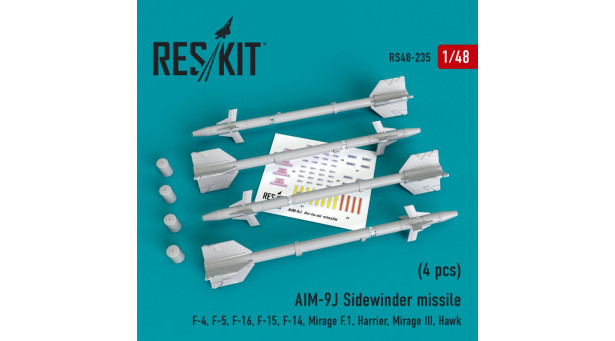 Ракета авиационная AIM-9J Sidewinder класса "воздух-воздух" - 1/48 RESKIT RS48-0235