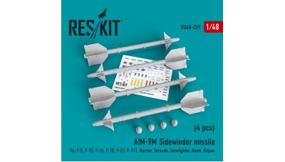 Ракета авиационная AIM-9M Sidewinder класса "воздух-воздух" - RESKIT RS48-0237 1/48