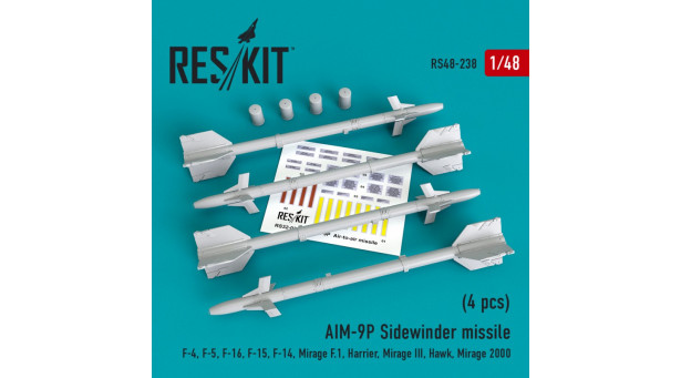 Ракета авиационная AIM-9P Sidewinder класса "воздух-воздух" - 1/48 RESKIT RS48-0238 Ракета авиационная AIM-9P Sidewinder класса "воздух-воздух" - 1/48 RESKIT RS48-0238