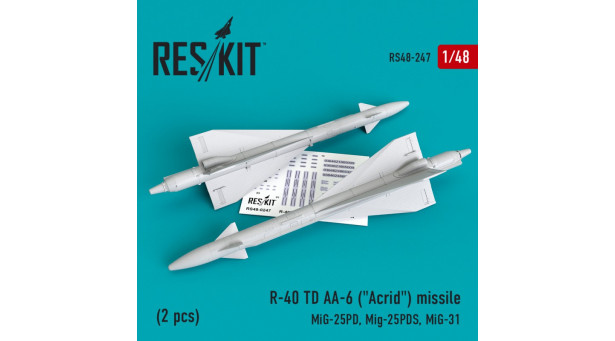 Ракета авиационная Р-40ТД (AA-6 Acrid) класса "воздух-воздух" - 1/48 RESKIT RS48-0247 Ракета авиационная Р-40ТД (AA-6 Acrid) класса "воздух-воздух" - 1/48 RESKIT RS48-0247