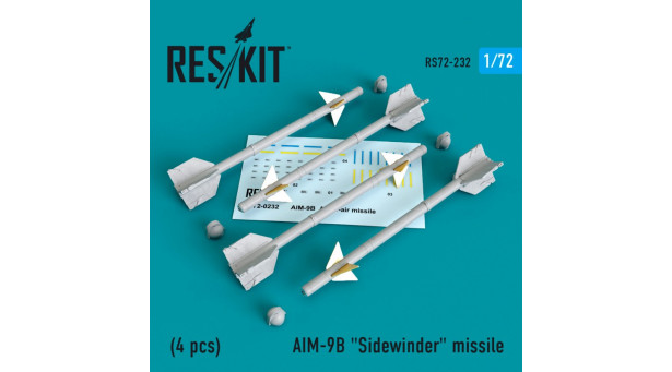 Ракета авиационная AIM-9B Sidewinder класса "воздух-воздух" - 1/72 RESKIT RS72-0232 Ракета авиационная AIM-9B Sidewinder класса "воздух-воздух" - 1/72 RESKIT RS72-0232