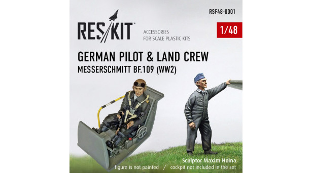 Фигурки пилота истребителя Bf 109 Messerschmitt и техника Люфтваффе - 1/48 RESKIT RSF48-0001