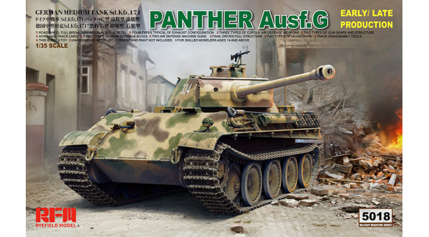 Panther, Panzerkampfwagen V, Sd.Kfz. 171, Ausf. G, MAN - 1/35 RYEFIELD MODEL RM-5018