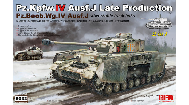 Panzerkampfwagen IV & Panzerbeobachtungswagen IV, Sd.Kfz.161/2, Ausf. J, T-IV, Krupp - 1/35 RYEFIELD MODEL RM-5033