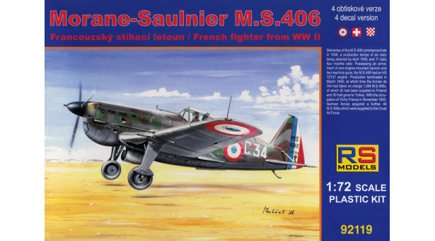 M.S.406 Morane-Saulnier - 1/72 RS MODELS 92119 M.S.406 Morane-Saulnier - 1/72 RS MODELS 92119