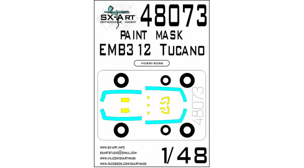 Маски для EMB-312A/AT-27/EMB-312F Tucano/EMB-312S Short Tucano, Embraer, Short Brothers (HOBBY BOSS) - 1/48 SX-ART 48073. Набор афтермаркета.